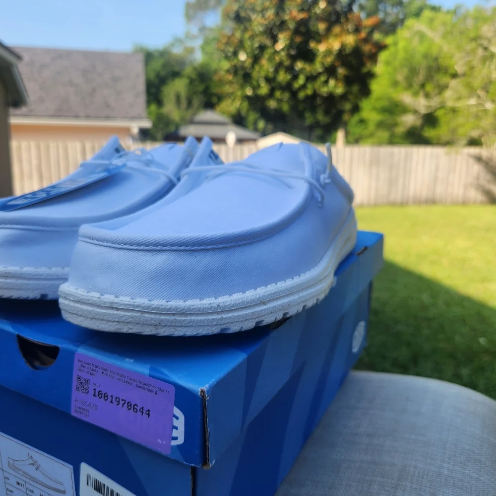 Hey Dude Mens Wally Slip Stretch Canvas Gray Black 11 - Picture 6 of 12